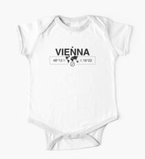 Vienna with World Map Coordinates GPS One Piece - Short Sleeve