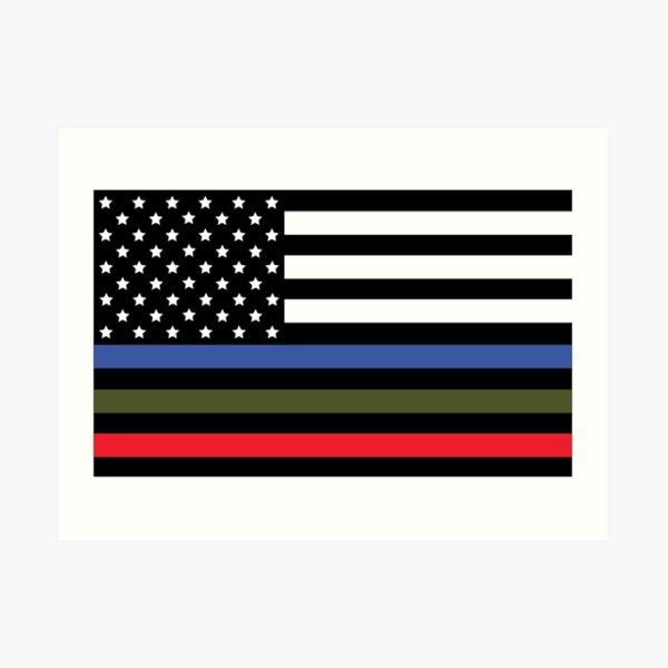 Police, Military and Fire Flag Art Print