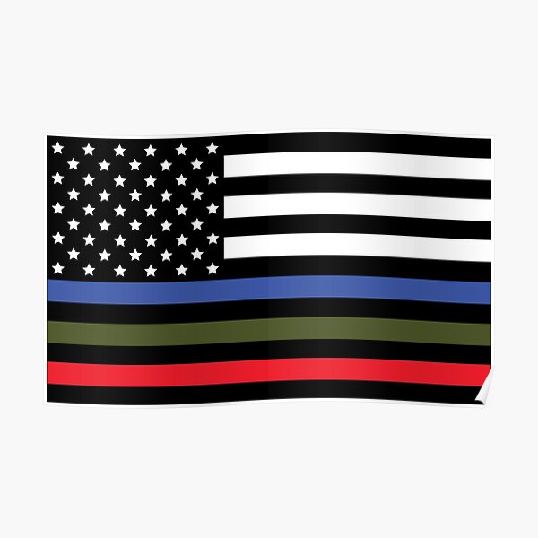 Police, Military and Fire Flag Poster