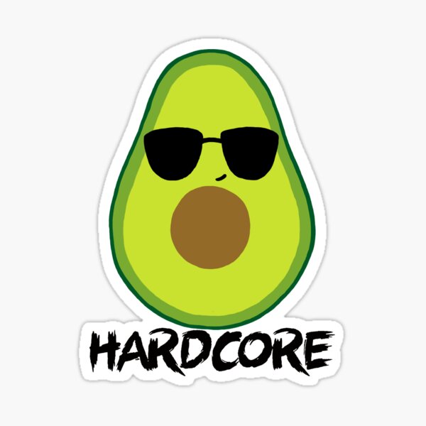 Hard Core Hoody Hoodie Top Funny Avocado Vegan Rock And Roll Punk Vegetarian