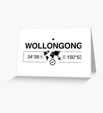 Wollongong New South Wales with World Map Coordinates Greeting Card