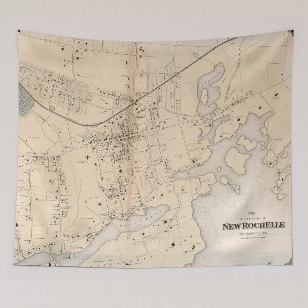 Item preview, Vintage Map of New Rochelle NY (1867) designed and sold by BravuraMedia.