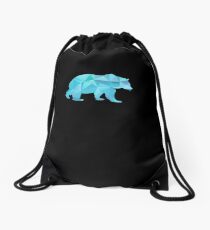 I Love Bears Blue Grizzly Polar Cubs Geometric Drawstring Bag