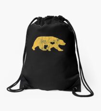 I Love Bears Gold Grizzly Polar Cubs Geometric Drawstring Bag
