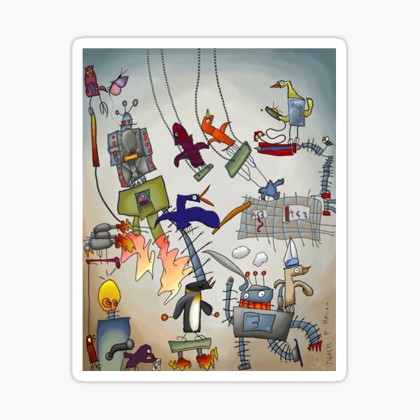 Birds & Bots And Bird Bots Sticker