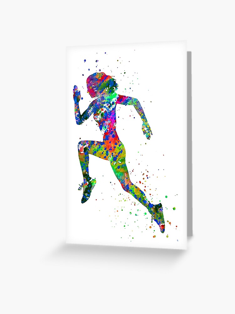 Carte De Vœux Running Femme Jogger Jogging Sport Par Rosaliartbook Redbubble