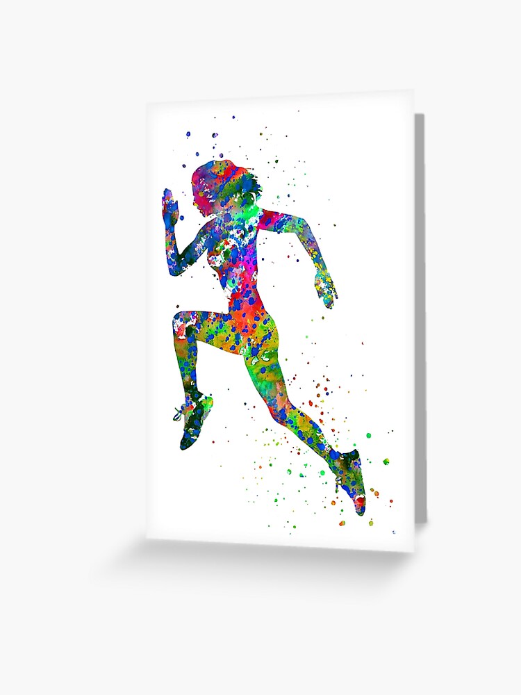 Carte de vœux for Sale avec l'œuvre « Fille de gymnastique, gymnastique  aquarelle » de l'artiste Rosaliartbook