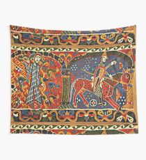 NORWEGISCHE BALDISHOL TAPESTRY, Mittelalterlicher Ritter zu Pferd Wandbehang
