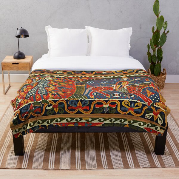 NORWEGIAN BALDISHOL TAPESTRY , Medieval Knight Horseback Throw Blanket