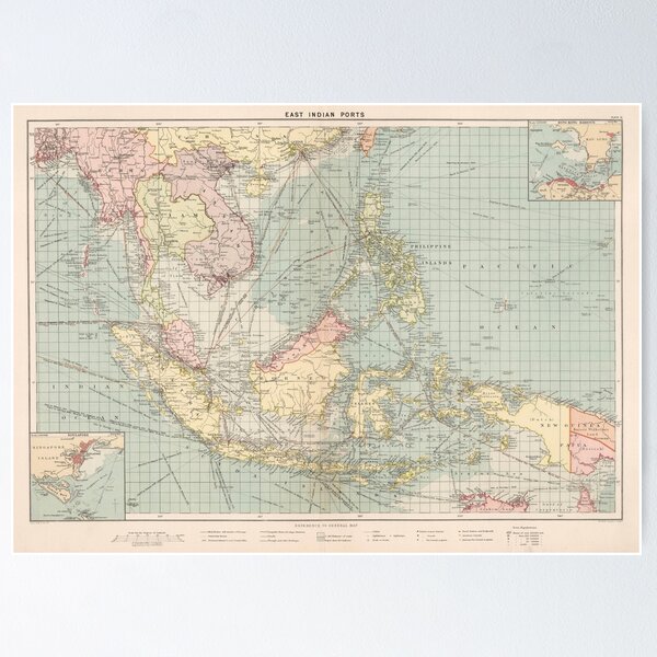 Item preview, Vintage Map of Indonesia and The Philippine Ports (1905) designed and sold by BravuraMedia.