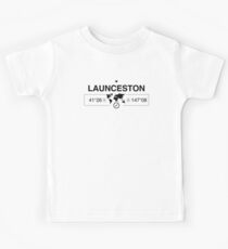Launceston Tasmania with World Map Coordinates GPS Kids Tee