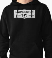 Launceston Tasmania with World Map Coordinates GPS Pullover Hoodie