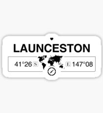 Launceston Tasmania with World Map Coordinates GPS Sticker