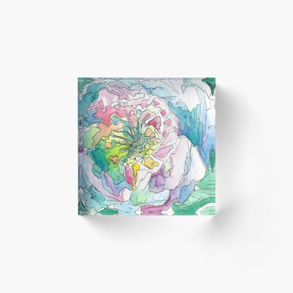 Fancy Hibiscus Acrylic Block