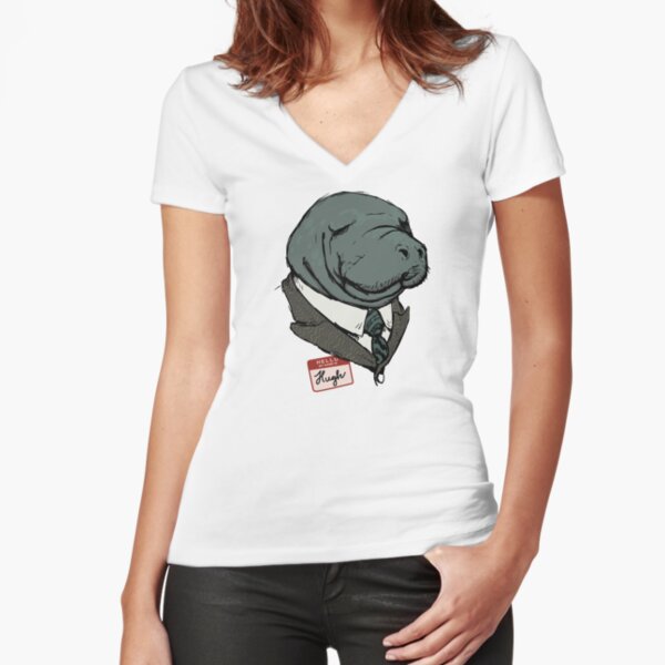 Hugh Manatee Fitted V-Neck T-Shirt