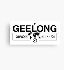 Geelong Victoria with World Map Coordinates GPS Canvas Print