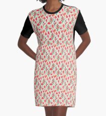 Vibrant Exotic Flowers - Cream Graphic T-Shirt Dress