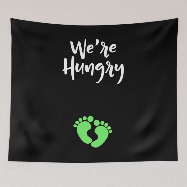 Item preview, Were hungry Funny Pregnancy Craving Announcement Green Baby Feet Design designed and sold by SpiritWestDesig.