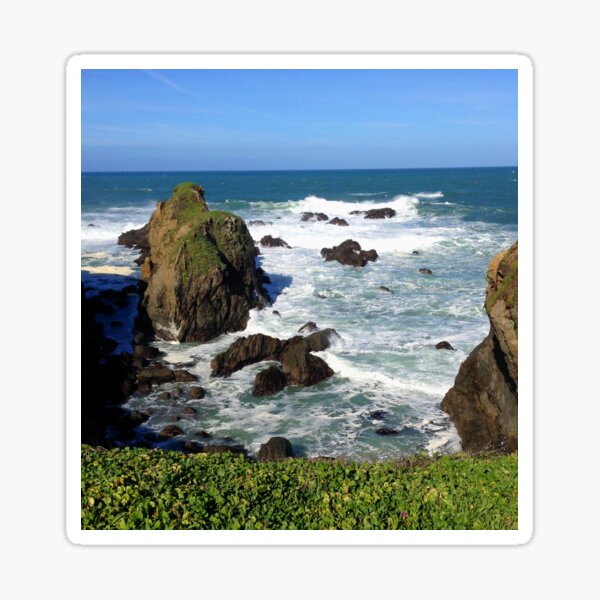 California Rocky Coastline Overlooking The Pacific Ocean Sticker