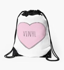 Vinyl Heart Drawstring Bag