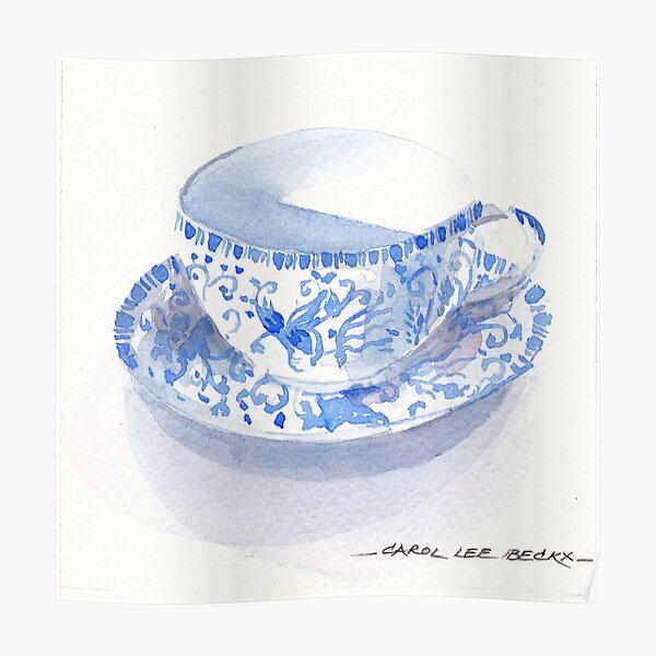 Blue and White Japanese Teacup Poster