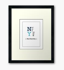Longitude and Latitude - NY Framed Print