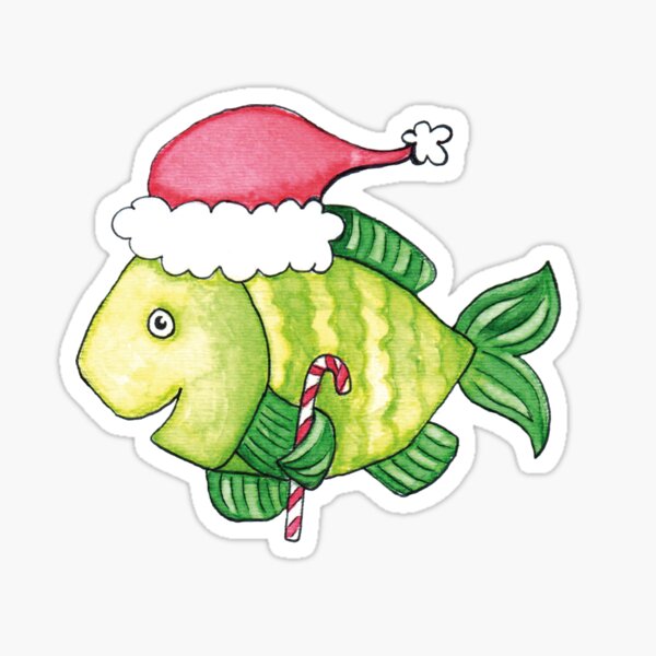 Santa Christmas Fish Sticker