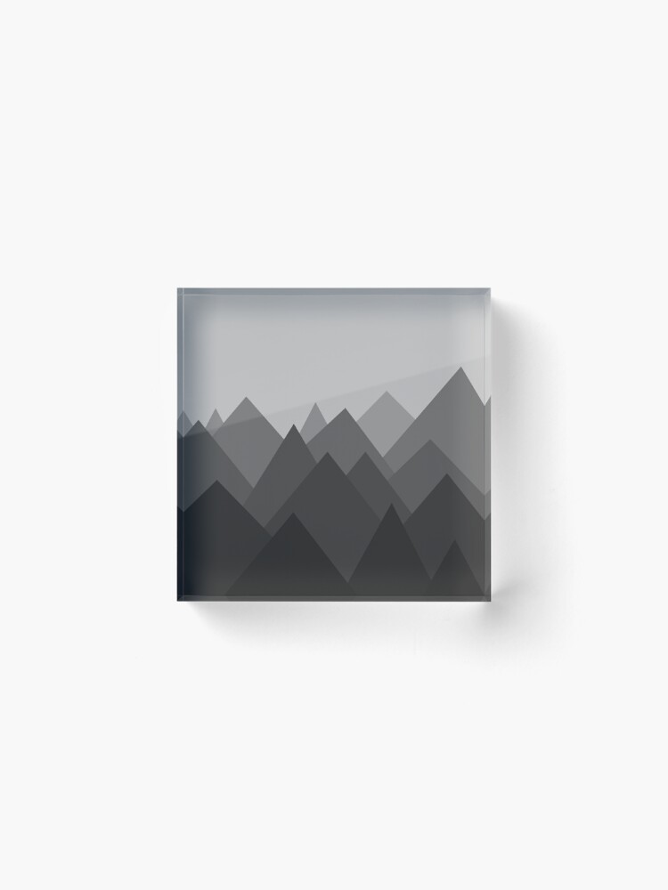 Alternate view of Black and White Abstract Mountains Acrylic Block
