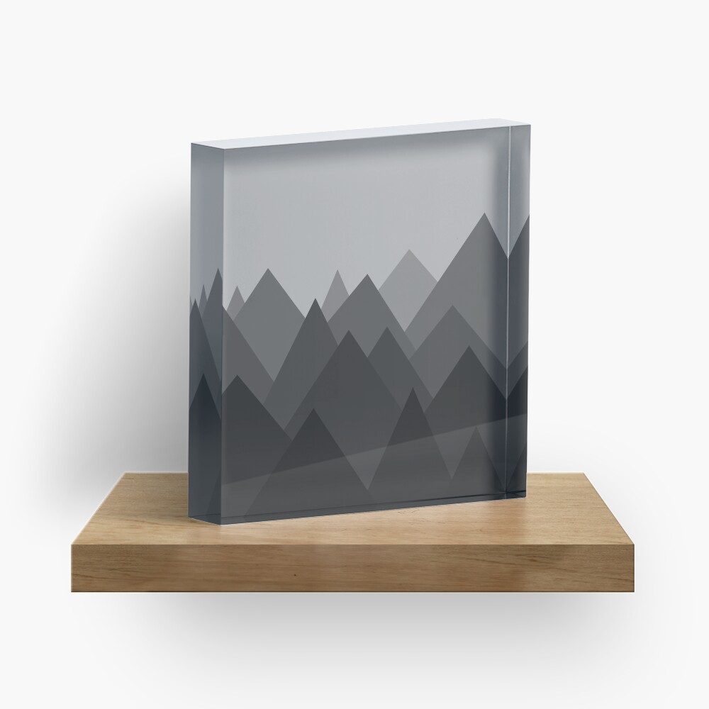 Black and White Abstract Mountains Acrylic Block