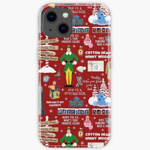 Buddy the Elf collage, Red background iPhone Soft Case