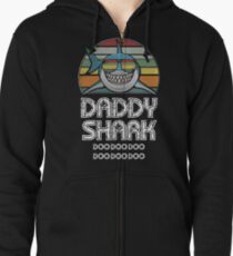 Sudadera con capucha y cremallera Papá Tiburón Retro - Para Estampado Oscuro