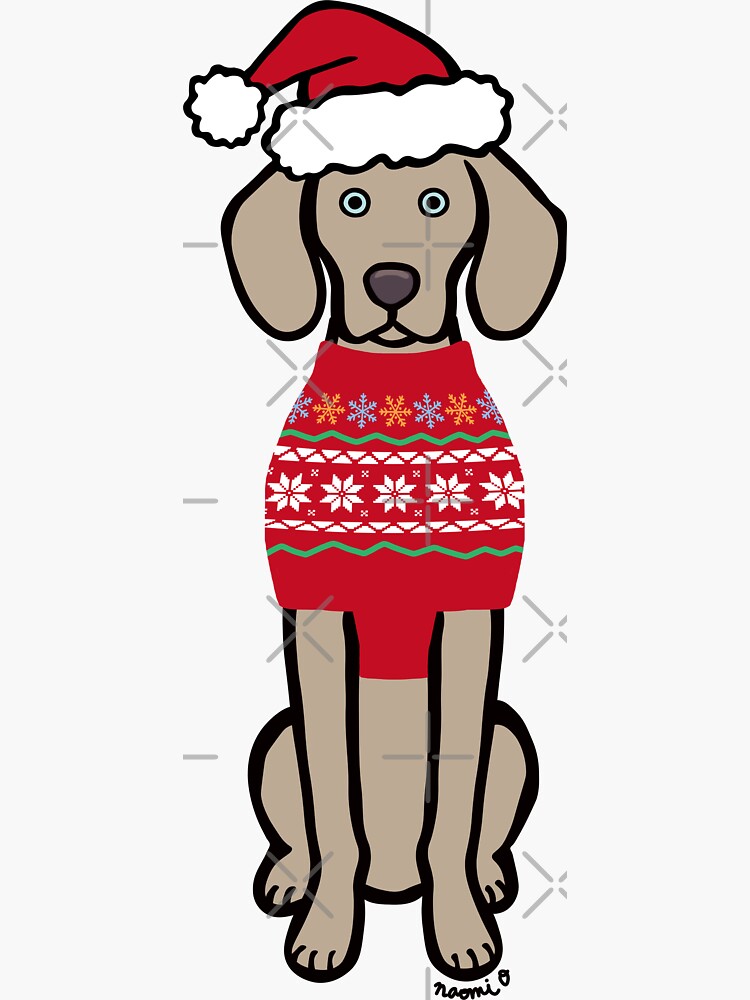 Weimaraner Dog Christmas Hat Present' Sticker