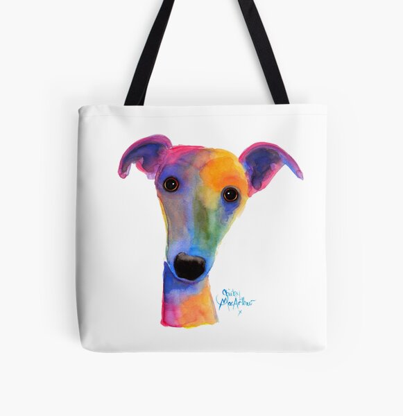 WHIPPET / GREYHOUND PRiNT 'PANSY' By Shirley MacArthur All Over Print Tote Bag