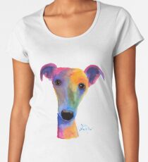 WHIPPET / GREYHOUND PRINT 'PANSY' Von Shirley MacArthur Premium Rundhals-Shirt
