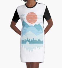 Cabin In The Snow Graphic T-Shirt Dress
