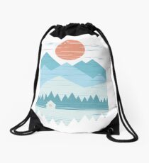 Cabin In The Snow Drawstring Bag