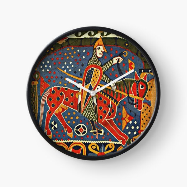 NORWEGIAN BALDISHOL TAPESTRY , Medieval Knight Horseback Clock
