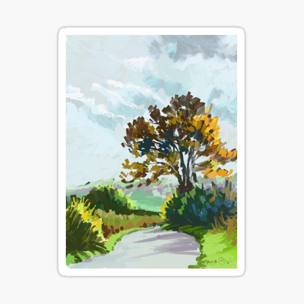 Country Lane in the Autumn Sticker