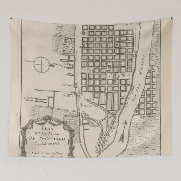 Item preview, Vintage Map of Santiago Chile (1764) designed and sold by BravuraMedia.