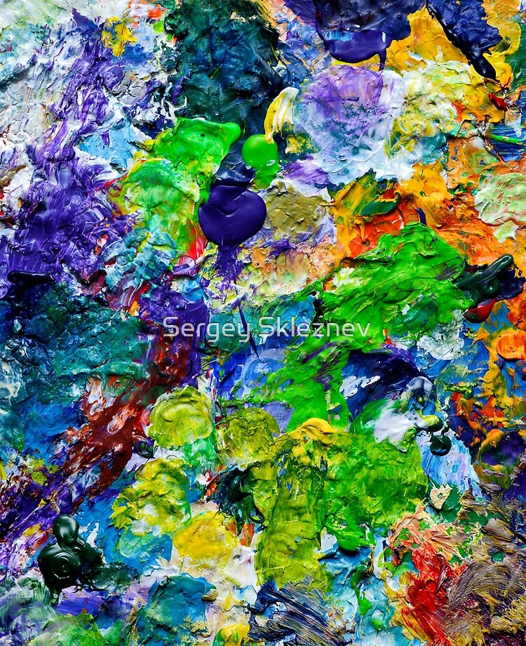 Artist palette with colorful paint spots Stock Photo by sergeyskleznev