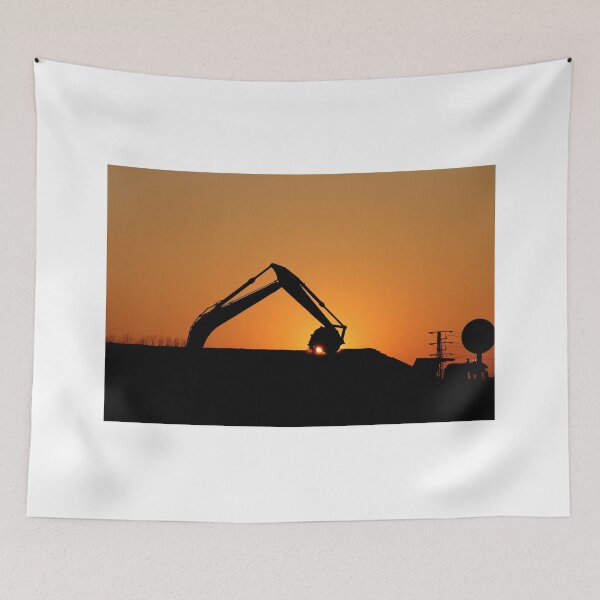 Item preview, excavator working on construction site silhouette  designed and sold by goceris.