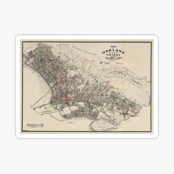 Vintage Map of Oakland CA (1912) Sticker