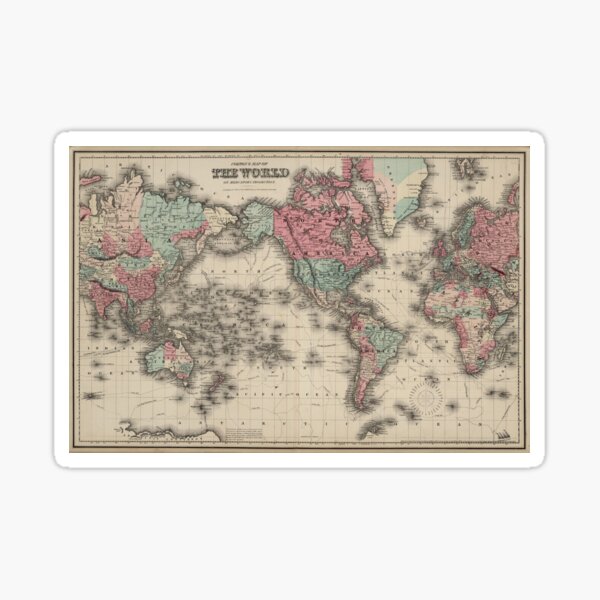 Item preview, Vintage Map of The World (1869) designed and sold by BravuraMedia.