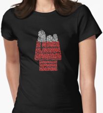 Snoopy on his dog kennel Women's Fitted T-Shirt