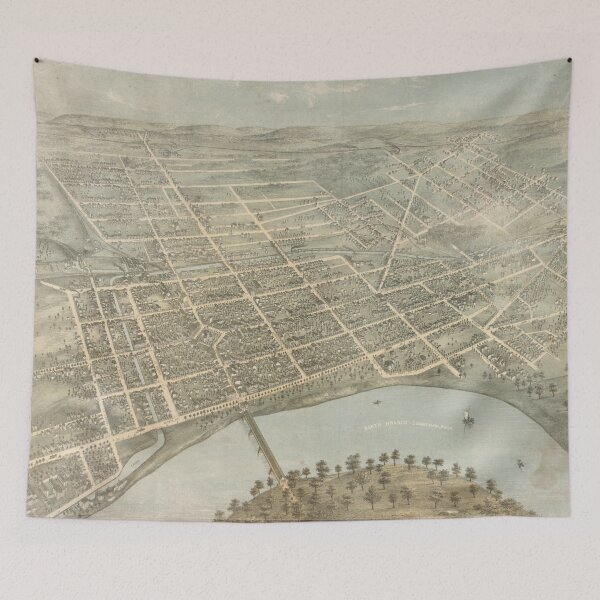 Item preview, Vintage Pictorial Map of Wilkes Barre PA (1872) designed and sold by BravuraMedia.