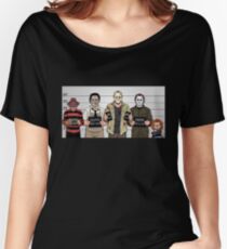 Horror Collage Funny Killer Mugshot Women's Relaxed Fit T-Shirt