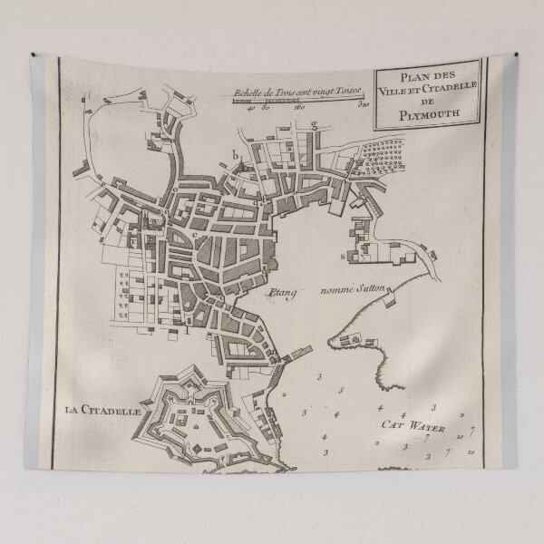 Item preview, Vintage Map of Plymouth England (1764) designed and sold by BravuraMedia.