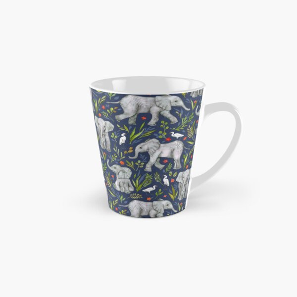 Item preview, Baby Elephants and Egrets in Watercolor - navy blue designed and sold by micklyn.