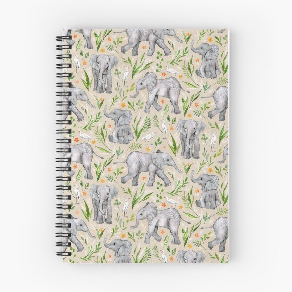 Item preview, Baby Elephants and Egrets in Watercolor - neutral cream designed and sold by micklyn.