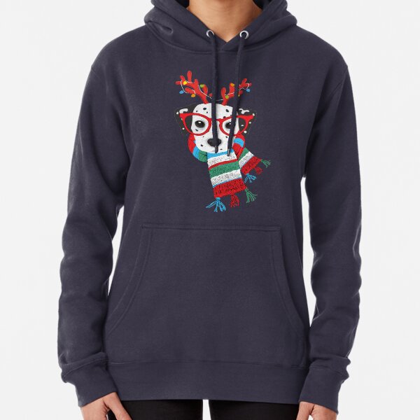 Dalmatian Xmas Holidays Reindeer Christmas Lights Pullover Hoodie